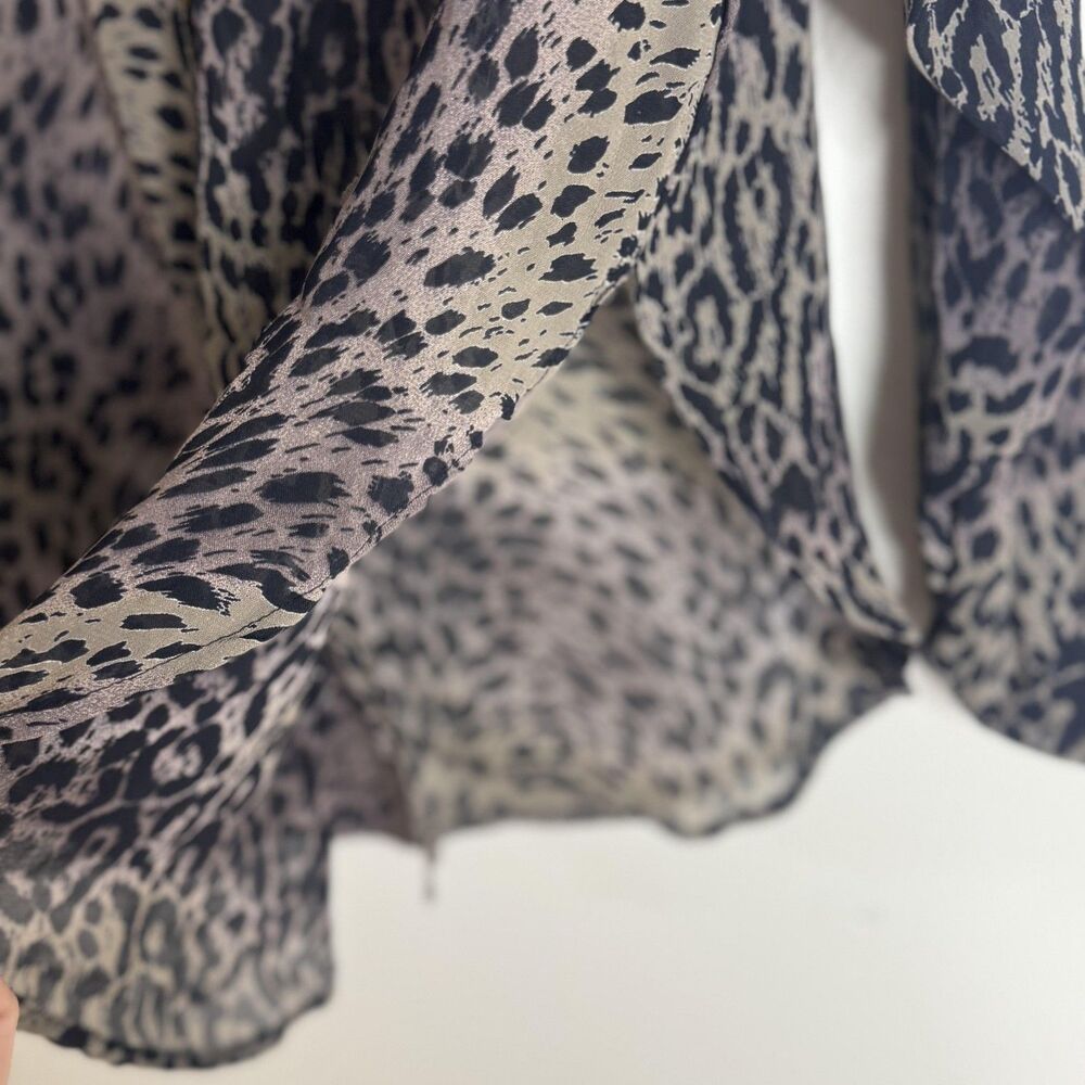 Vintage Dorothy Schoelen Shirt Womens medium Animal Print Floral Sheer 90s - Picture 8 of 13